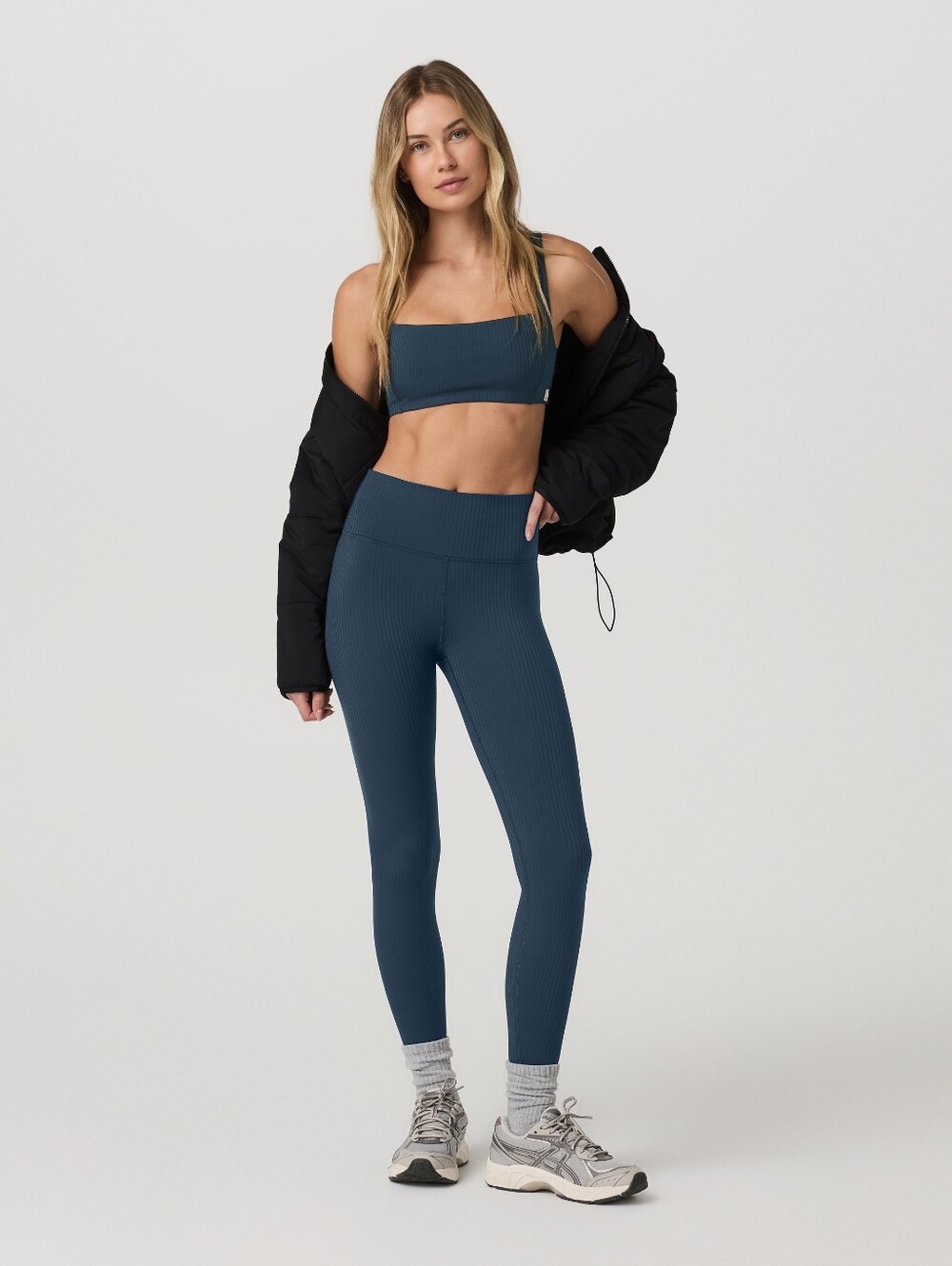 Vuori Ribbed Dark Navy High-Waist Leggings